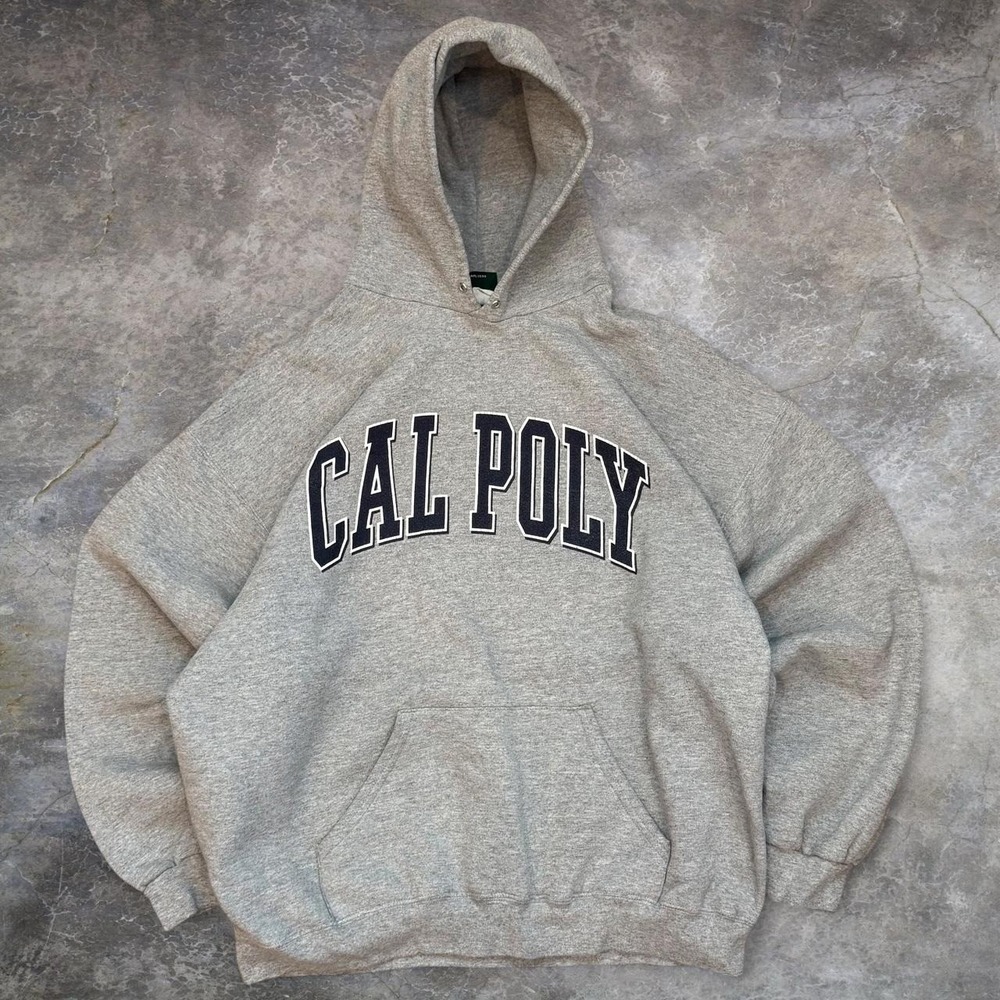 Vintage Cal Poly Heavyweight Grey Boxy Fit Collegiate Sweater Adult Size XL 90s